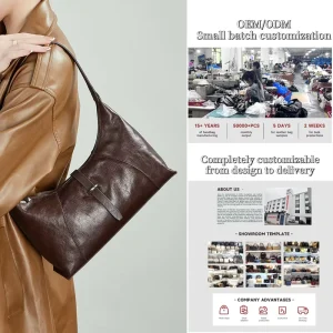 Custom Genuine Leather Luxury Women’s Bag Retro Design Shoulder Bag Large Capacity Casual Crossbody Underarm Bag
