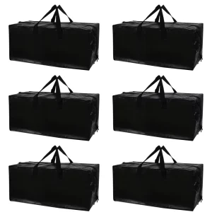 Custom Heavy Duty Moving Bags with Zipper Storage Sack for Travel Organization Black Plastic Moving Bags