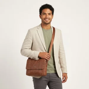 Custom High Quality Genuine Leather Messenger Bags with Retro Leather Design Polyester Lining Portable Shoulder Bags for Men