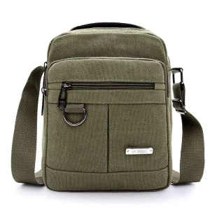 Custom High Quality Wax Vintage Canvas Messenger Shoulder Bags with Logo for Man