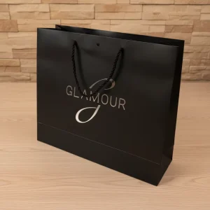 Custom Hot Stamped Logo Jewelry Gift Shopping Bag with Ribbon Handle Fashionable Cosmetic Paper Bag