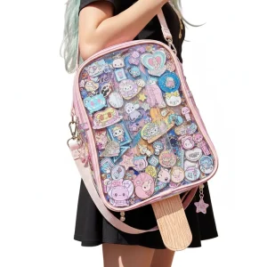 Custom Kawaii Display Ita Bag Pink Transparent Backpack Ita Crossbody Bag for Anime Fans