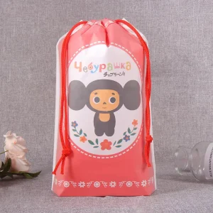 Custom LOGO ECO Friendly Drawstring Plastic Easy Store Bags PE Kids Toys Packaging Travel Gift Pouch