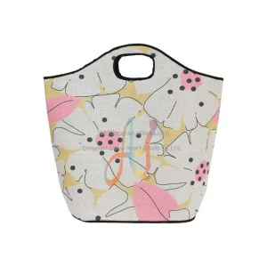 Custom LOGO Floral Neoprene Large Beach Tote Multipurpose Neoprene Bag for Women Travel with Inner Pockets