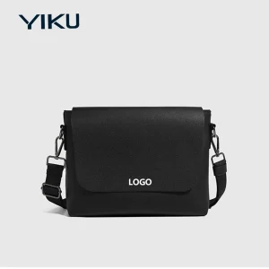 Custom LOGO Minimalist Large Capacity Waterproof PU Leather Messenger Bag Crossbody Bag for Men Daily Use