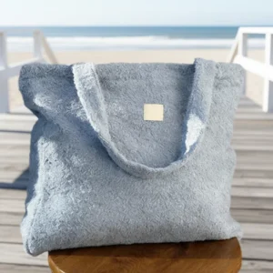 Custom Large Capacity Blue Terry Beach Bag Eco Friendly Travel Tote Bags for Women
