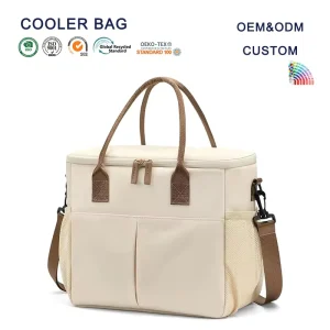 Custom Large Insulated Nylon Lunch Bags with Shoulder Strap for Women Men Adults Work Picnics Outings
