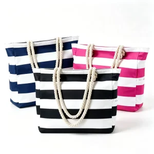 Custom Large Portable Beach Tote Bag for Women Waterproof Sand-proof with Zipper for Beach Day Outings