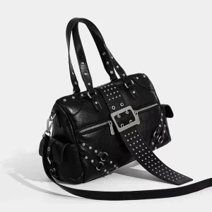 Custom Large-capacity PU Studded Crossbody Shoulder Bag with Magnetic Closure Trendy Chic Punk-style Womens Handbag for Fall