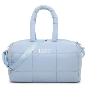 Custom Lightweight Cloud Puffy Bag Travel Sports Weekender Quilted Crossbody Shoulder Duffle Bag Puffer Barrel Duffel Bag