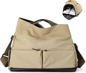 Custom Lightweight Waterproof Nylon Tote Sports Bag Duffle Gym Bag with Shoe Compartment for Workout Dance Yoga Sport Gym