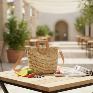 Custom Lightweight Woven Straw Bag Summer Beach Tote Easy Carry Crossbody Bag Portable Handbag Convenient Shoulder Bag for Women