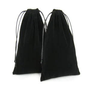Custom Logo 9*12cm Black Velvet Lightweight Drawstring Closure Jewelry Pouch Packaging Bag for Earrings Bangles Necklaces