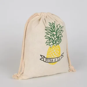 Custom Logo Beige Cotton Canvas Drawstring Bags Recyclable Pouch Dust Bag with Logo Printing