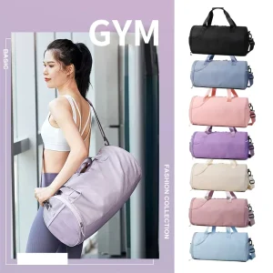 Custom Logo Black Large Capacity Oxford Mini Single Shoulder Cylinder Yoga Fitness Bag Sport Gym Tote Bag With Wet Pocket