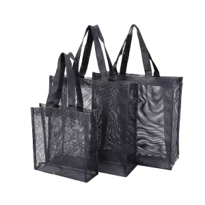 Custom Logo Colors Handbags Large Market Grocery Shopper Gift Beach Net Nylon Mesh Shopping Tote Bag
