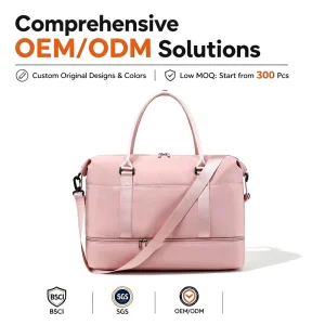 Custom Logo Convertible Sports Travel Ladies Duffel Bag Luxury Waterproof Foldable Women Large Weekender Duffel Bag