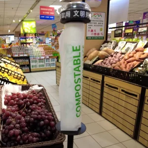 Custom Logo Disposable Clear Produce Bag Roll for Supermarket Food Vegetables Packaging Gravure Printing Surface Food