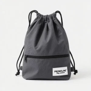 Custom Logo Drawstring Backpack With Zipper Pocket Lightweight Durable Backpack for Gym Travel School Sports Outdoor Activities