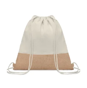 Custom Logo Drawstring Bag Eco-friendly Circular Jute-bound Twill Cotton