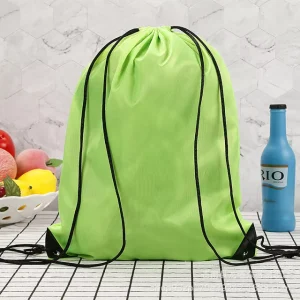 Custom Logo Drawstring Bag Waterproof Polyester String Bag Drawstring Backpack for Gym Sports School Travel Low MOQ