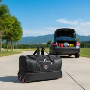 Custom Logo Duffle Bag with Wheels Oxford Durable Large Capacity Travel Bag with Rollers for Camping Travel