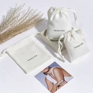 Custom Logo ECO Friendly Drawstring Muslin Cotton Jewelry Pouch Bag with Box