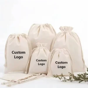 Custom Logo Eco Friendly Colorful Organic Recycled Shopping Canvas Cotton Dust Bag Drawstring