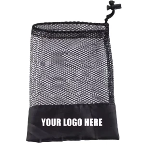 Custom Logo Eco friendly Recycled Reusable Grocery Polyester Mesh Net Towel Packaging Beach Golf Storage Drawstring Bag