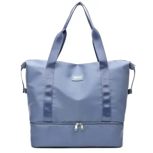 Custom Logo Expandable Foldable Duffel Bag Suitcase with Detachable Rolling Wheels Sports Gym Bag Weekender Bag