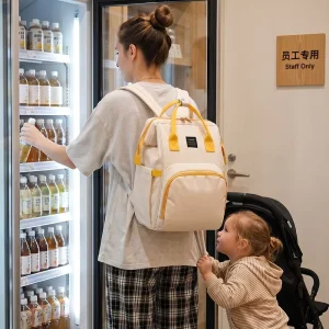 Custom Logo Exquisite Massive Capacity Waterproof Oxford Cloth Printed Diaper Bag Backpack Moms Babies Stylish Bag