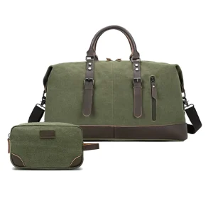 Custom Logo Large Capacity Trendy Waterproof Waxed Canvas Gym Duffel Bags for Men Weekend Travel Hand Bag Zipper