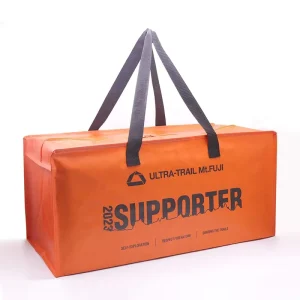 Custom Logo Large Tote Zipper Bag Recycled Reusable Laminated PP Woven Shopping Bag for Moving and Storage