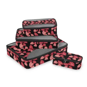Custom Logo Luggage Organizer Hawaii Anthurium Storage Bag Basics 4 Piece Travel Compression Packing Cubes Set for Travel