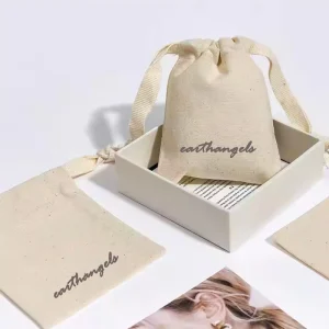 Custom Logo Luxury Cotton Drawstring Jewelry Bag Packaging for Earrings Necklace Jewelry Pouch