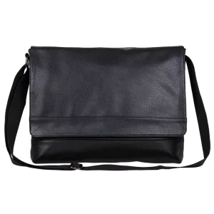 Custom Logo Men Large Waterproof Black PU Leather Multi Function Business Shoulder Crossbody Laptop Messenger Bag
