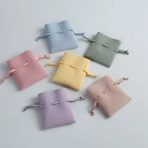 Custom Logo Microfiber 8*8cm Small Dustproof Square Jewelry Pouch Drawstring Storage Packaging