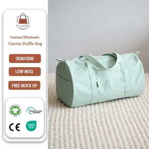 Custom Logo Mint Cylinder Duffel Bags Zip Canvas Beach Travel Organizer Tote New Premium Colourful Stripe Rolling Gym Duffle Bag