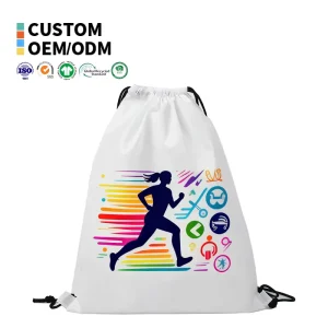 Custom Logo Non Woven Shopping Drawstring Backpack Promotional Sports Gym Travel Gift Bag With Closure Shopping Box