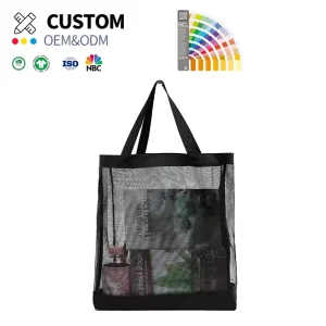 Custom Logo Nylon Durable Large Capacity Mesh Beach Tote Bag Women Summer Sand Bag For Family Travel