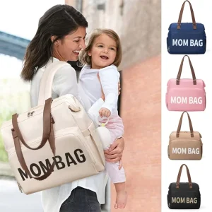 Custom Logo Outdoor Travel Mommy Tote Bag Multifunctional Waterproof Diaper Bag with Wet/Dry Pocket for Outdoor Travel Daily Use