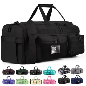 Custom Logo Outdoor Waterproof Weekender Sports Exercise 50L Duffel Travel Pack Black Gym Duffle Bag for Man