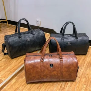 Custom Logo Overnight Fitness PU Men Waterproof Leather Duffle Weekender Gym Sport Travel Bag