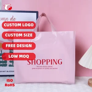 Custom Logo PE Shopping Bag Die Cut Handle Plastic Bag for Clothing Packaging Retail Boutique Gift Bags