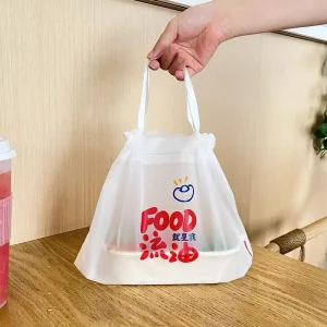 Custom Logo Plastic Drawstring Bags for Meal Kit Takeout Food Delivery Bags Subscription Box