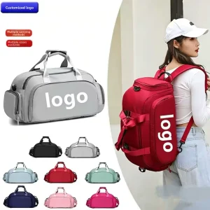 Custom Logo Polyester Gym Bag Large Capacity 20-30L Portable Multifunctional Waterproof Oxford Sports Backpack Travel Duffel Bag