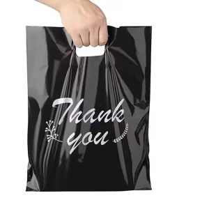 Custom Logo Print Thank You Plastic Shopping Bag High Quality HDPE Plastic Packaging Die Cut Handle Carry Bag