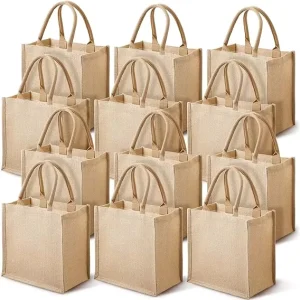 Custom Logo Printed Eco Recycle Natural Foldable Reusable Jute Burlap Linen Shopping Tote Bag