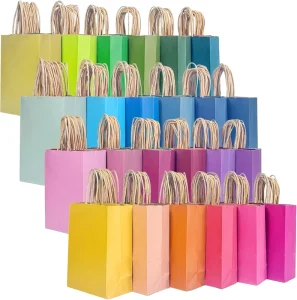 Custom Logo Printed Recyclable Kraft PaperTote Bags For Coffee Takeaway Clothing Shopping Gift Packaging Promotional