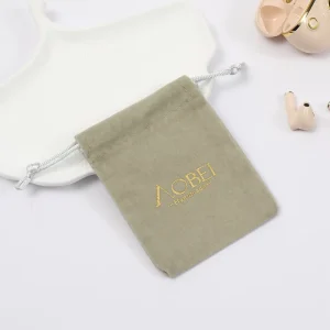 Custom Logo Printed Small Square Velvet Drawstring Bag for Jewelry Luxury Earring Ring Necklace Storage Portable Jewelry Pouch